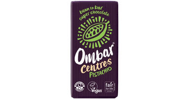 Dark chocolate with pistachio filling, organic