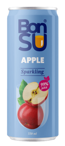 Gazuotas obuolių sulčių gėrimas BONSU (99%), 0.33 l D