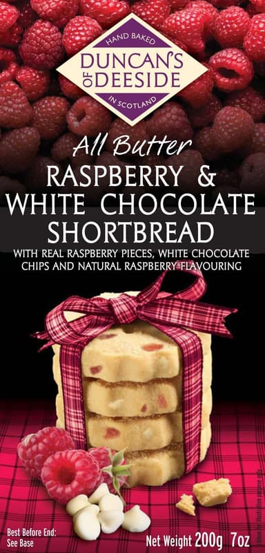 Biscuits DUNCAN'S OF DEESIDE with raspberries and white chocolate, 200g