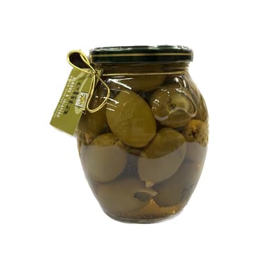 Olives ELITA, pitted, with almonds and jalapeno, 592g / 215g