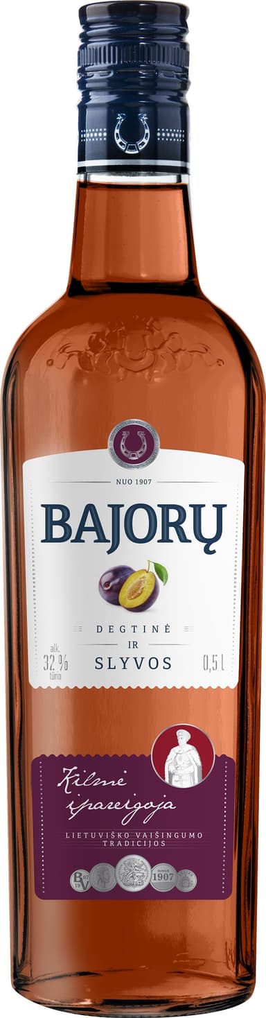 Spirit drink BAJORŲ Ir Slyvos, 0,5 l, 32 %