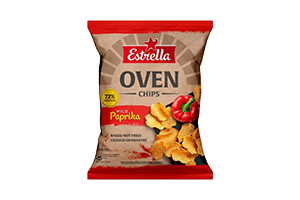 Švelnaus paprikų skonio bulvių traškučiai ESTRELLA OVEN CHIPS 125g