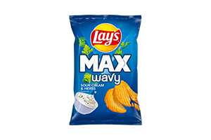 Grietinės ir prieskoninių žolelių skonio bulvių traškučiai LAY'S WAVY, 120g