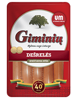 GIMINIŲ boiled sausages, a. r., 260 g