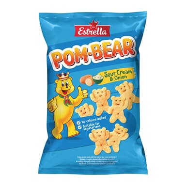 Traškus bulvinis užkandis ESTRELLA POM BEAR grietinės ir svogūnų skonio, 65 g