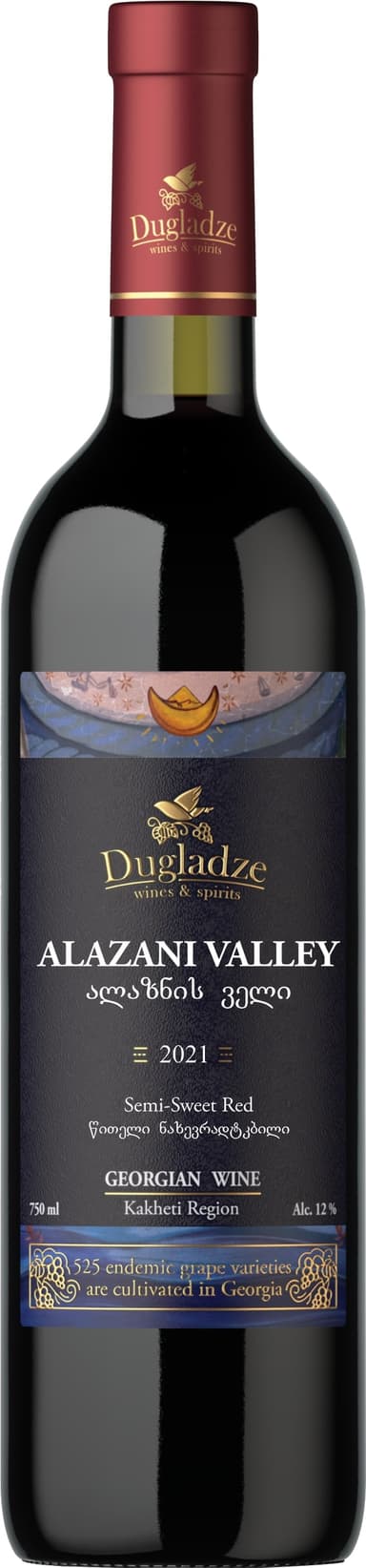 Vynas, DUGLADZE, Alazani Valley, pusiau saldus, raudonas, 12%, 0,75l