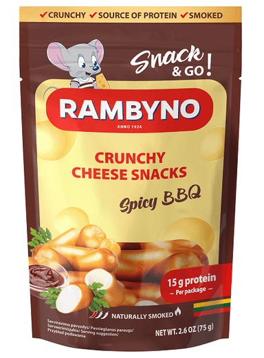 Melted smoked cheese snack "Rambyno" BBQ flavor with hot pepper. Chipo