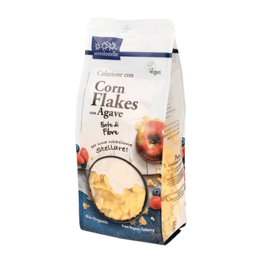 Organic corn flakes with agave syrup