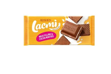 Milk chocolate ROSHEN, Lacmi, with milk filling and wafers, 90 g