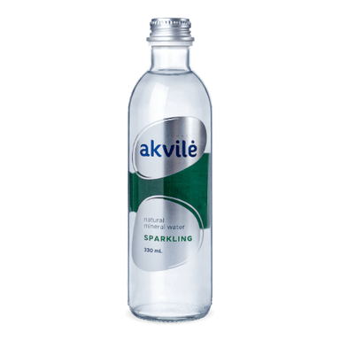 Natūralus mineralinis vanduo AKVILĖ, lengvai gazuotas, stiklinėje taroje, 0,33 l