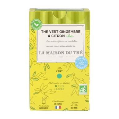 Green tea with GINGER AND LEMON, organic, 15 packs.