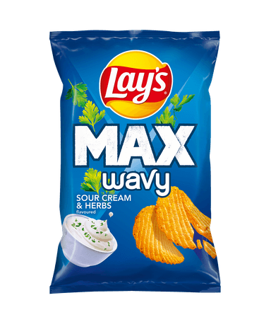 Bulvių traškučiai LAY'S, Wavy, su grietinės ir žolelių priskoniais, 120 g