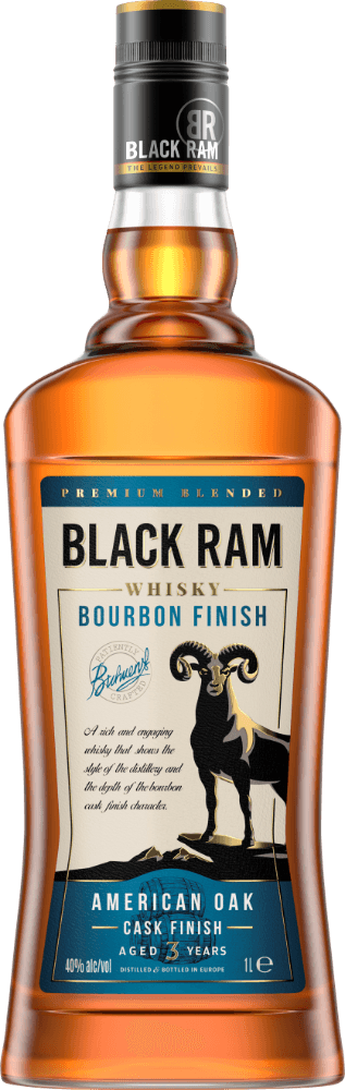Black Ram Whisky Bourbon Finish Cask, 1l