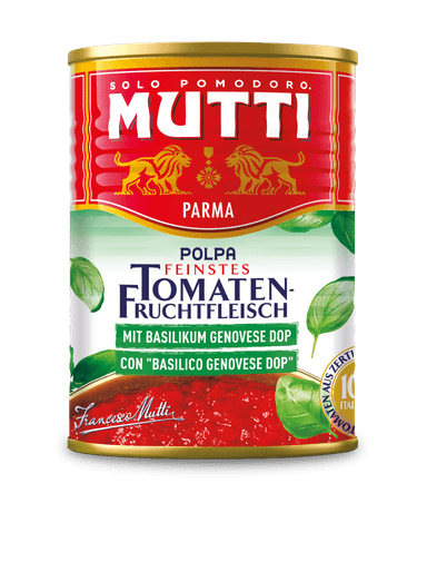 Smulkinti pomidorai MUTTI, su baziliku, 400 g