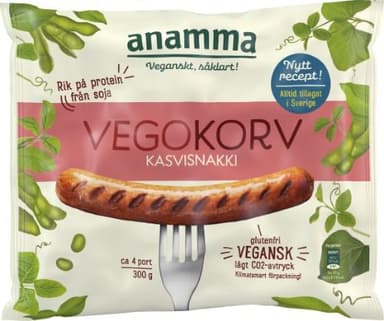 Šaldytos veganiškos dešrelės ANAMMA, sojų pagrindo, 300g