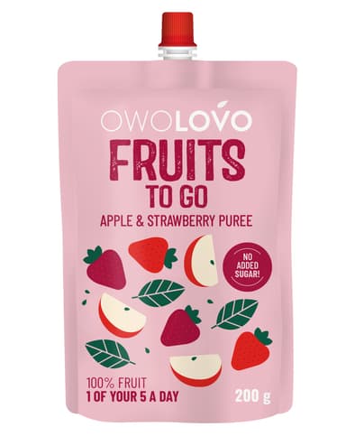 Tyrelė OWOLOVO, Fruits To Go, obuolių ir braškių skonio, 200 g