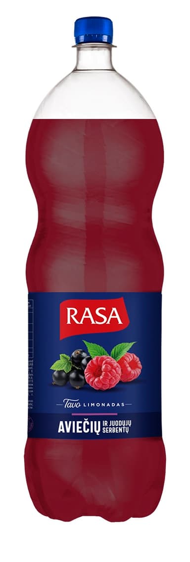 Carbonated soft drink RASA, raspberry and blackcurrant flavor, 2 l