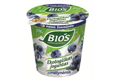 Organic yogurt BIOS, with blueberries, 3,1%, lactose free, 370 g, LT-EKO-001