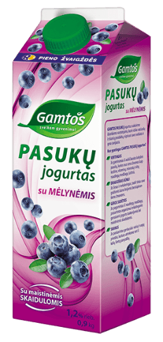 Pasukų jogurtas GAMTOS, su mėlynėmis, 1,2%, 900 g