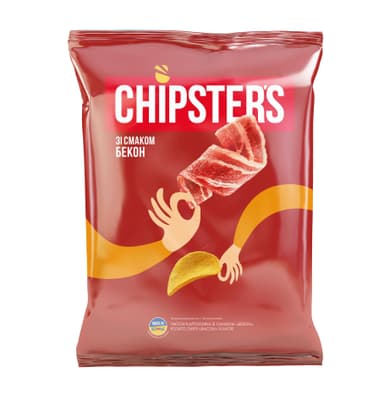 Bulvių traškučiai CHIPSTER'S, šoninės skonio, 120 g