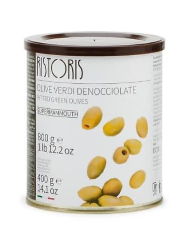 Pitted green olives supermammouth RISTORIS, 800g/400 g