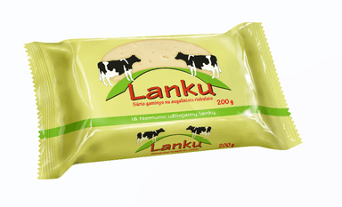 Sūrio gaminys su augaliniais riebalais LANKŲ, 45% riebumo, fasuotas,200g