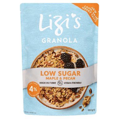 Granola su klevų sirupu ir pekano riešutais, mažai cukrų