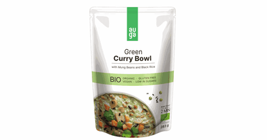 Green curry stew with radish beans and black rice, organic