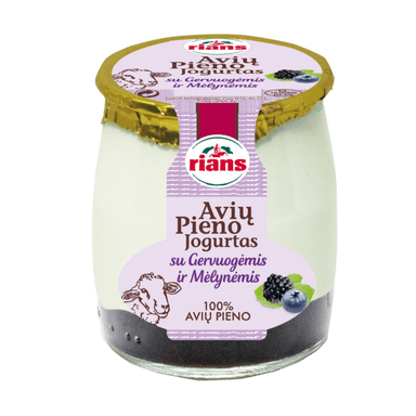 RIANS sheep yogurt with blackberries and blueberries, 5.2% fat.