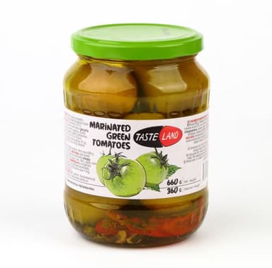 Marinated tomatoes TASTE LAND, green, 660 g / 360 g