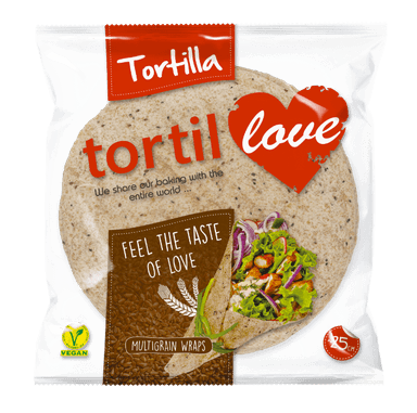 Multigrain tortillas TORTILLOVE, wheat and rye, 25 cm x 6 pcs, 360 g
