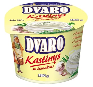 Kastinys with garlics DVARO, 30% fat, 180 g