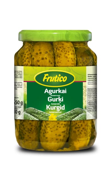 Pickled cucumbers FRUTICO, 650 g / 350 g