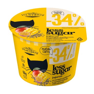 VILKYŠKIŲ LESS SUGAR yogurt with mango, passion fruit and Spanish sag