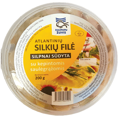 Silpnai sūdytos silkių filė gabaliukai aliejuje su saulėgrąžomis, 200 g