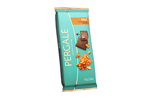 Pieninis šokoladas su griliažo gabaliukais PERGALĖ, 85g