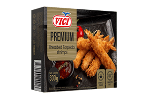 Frozen, breaded, white-legged shrimp TORPEDO VIČI 300 g