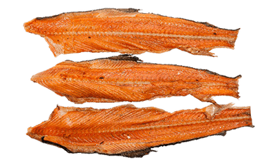 Hot smoked salmon backbones, 1 kg