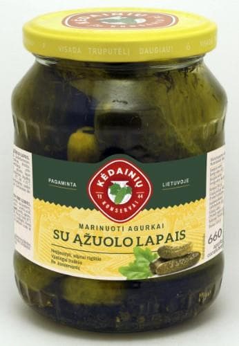 Marinated pickles KĖDAINIŲ, with oak leaf, 600 g / 330 g