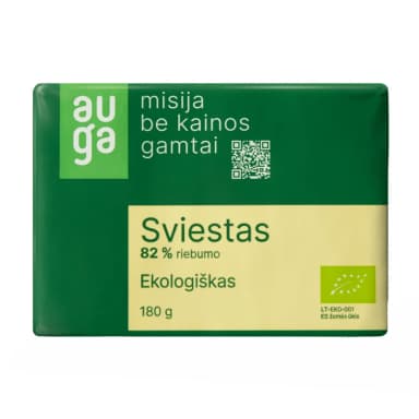 Sviestas AUGA 82 % rieb., ekologiškas