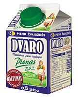 DVARO pienas, 2,5 %,500 ml, tetra rex