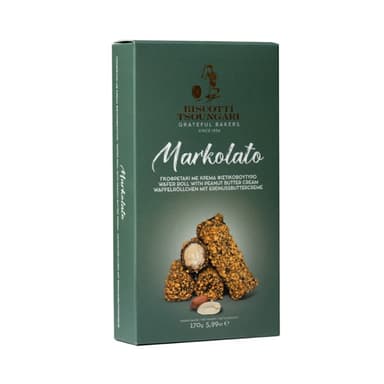 Waffle rolls BISCOTTI TSOUNGARI Markolato with nut cream, 170 g