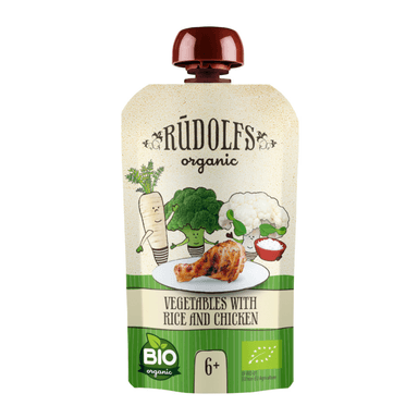 Vegetables with rice and chicken, suitable from 6 months, organic