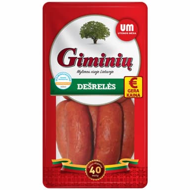 Hot smoked sausages Giminiu, 800 g
