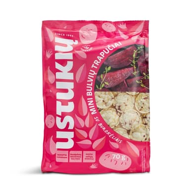 Mini potato crisps USTUKIŪ MALUNAS, with beetroot, 70 g