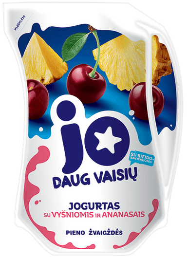 Yogurt JO, 2.5%, with cherry and pineapple, 900 g