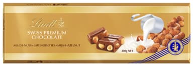 LINDT GOLD milk chocolate with hazelnuts, 300g