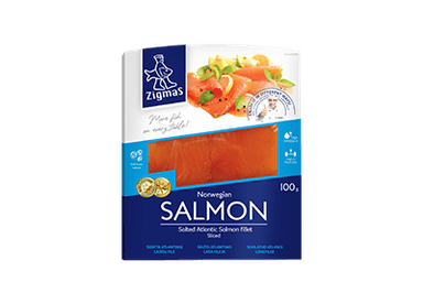 ZIGMAS smoked sliced Atlantic salmon fillet, 100 g