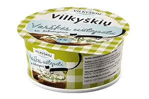 VILKYŠKIAI cottage cheese spread with greens, 18% fat, 150 g