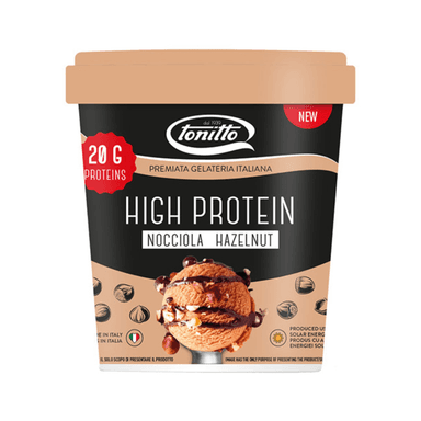 Protein ice cream with hazelnuts